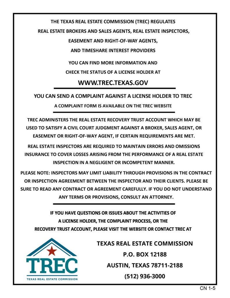 TREC Consumer Protection Notice